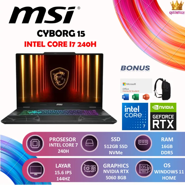 MSI Cyborg 15 Core I7 16/512 RTX5060 кл.